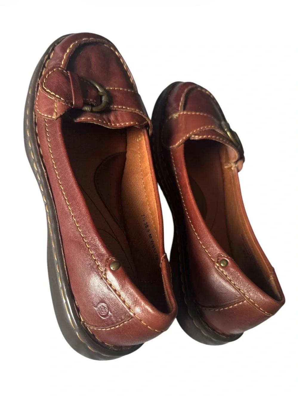7.5 - Vintage Born Mindy Handcrafted Leather Buckle Accent Loafers Slip On Shoe